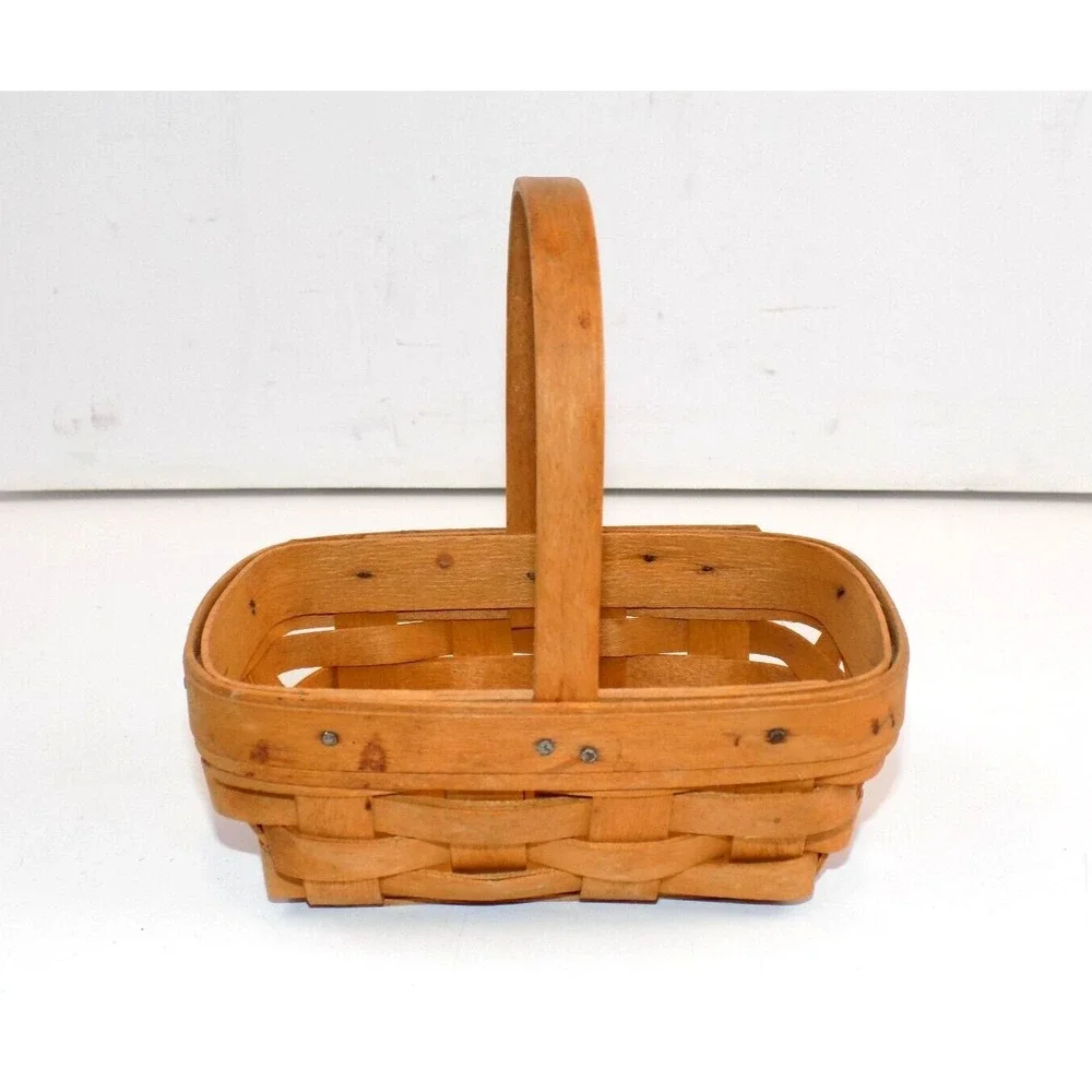 Parsley Booking Basket Woven Small Rectangle w/ Handle 1999 Longaberger Vintage